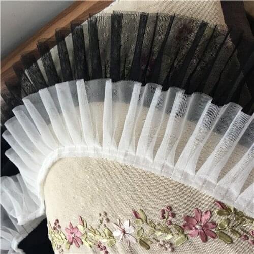 5yards/lot 9cm wide 2layer Fold Mesh Ruffle Lace Trim DIY Garment Skirt Hem Accessories Fabric