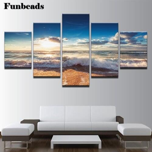 5D DIY diamond embroidery seaview full square diamond cross embroidery rhinestone Mosaic decorated with 5 iece pieces FF001