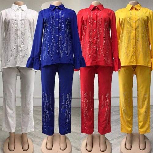 African Clothes for Women Spring and Autumn African Women Long Sleeve Two Pieces Sets Top and Long Pant African Clothes Women