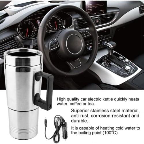 Vehicle Heating Cup 350ML + 150ML Stainless Steel Car Electric Kettle Coffee Tea Thermos Water Heating Cup Car water heater 12V