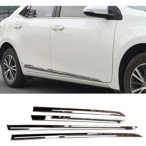 Car Stainless Steel Side Door Body Trim Stick Strip Lamp Panel Molding 4pcs For Toyota Corolla Altis 2014 2015 2016