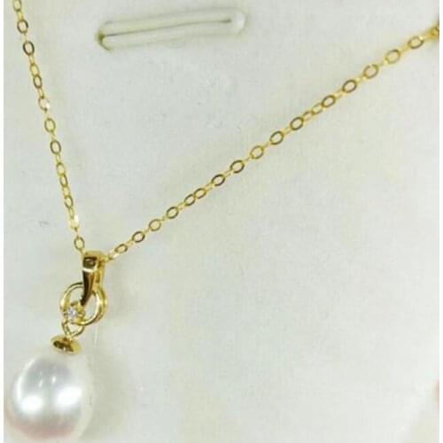 Free shipping noble jewelry Natural SouthSea round 11-13mm Pearl Pendant Necklace 18k