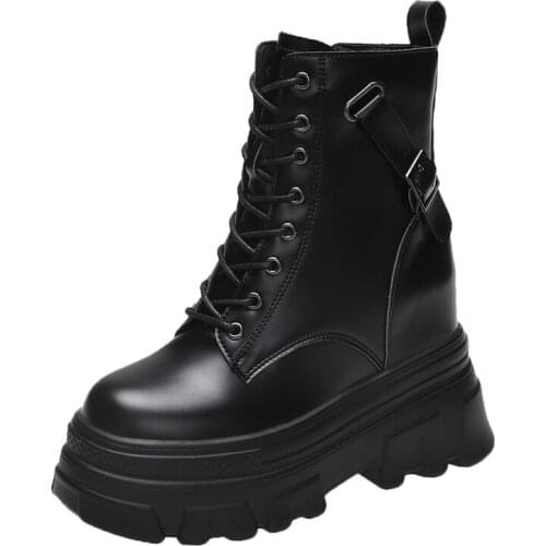 Ankle Boots Casual Leather Women High Boots Autumn 2021Spice Black Stretch Boot Gothic Winter Chelsea High Boots Shoes For Women