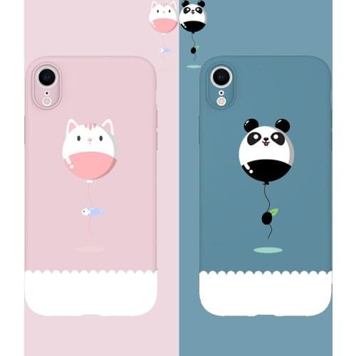 Iphone 6 7 Plus X 11 Pro XS MAX XR Matte Embossed Tpu Painted Soft Shell Mobile Phone Case Balloon Panda Kitten Pattern shell