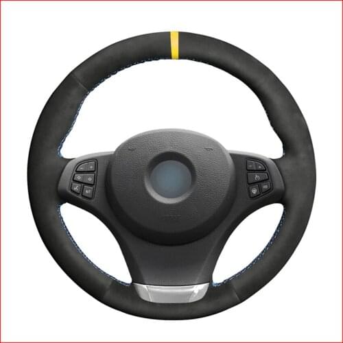 MEWANT Black Suede Steering Wheel Cover for BMW E83 X3 2003 2004 2005 2006 2007 2008 2009 2010 E53 X5 2004 2005 2006 Accessories