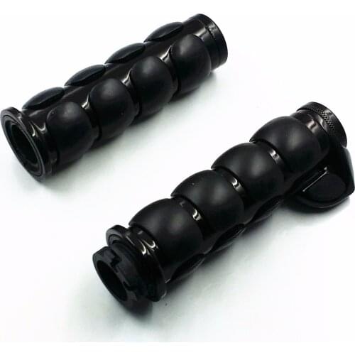 Black 1" Handlebar Hand Grip Throttle Boss Cruiser Big Dog Chopper Cafe Racer XL