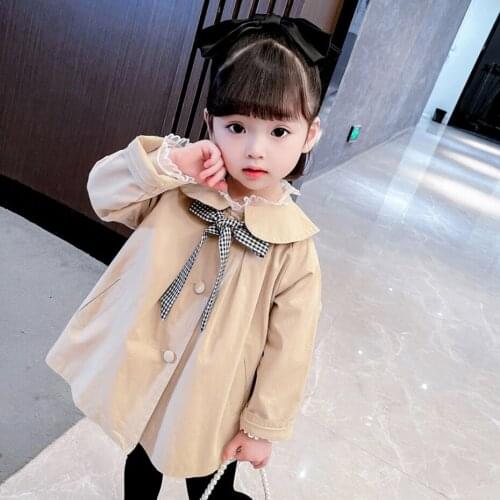 Girls Long Jacket Outerwear Plaid Pattern Coat For Girls Casual Childrens Coat Autumn Childrens Clothes For Girls