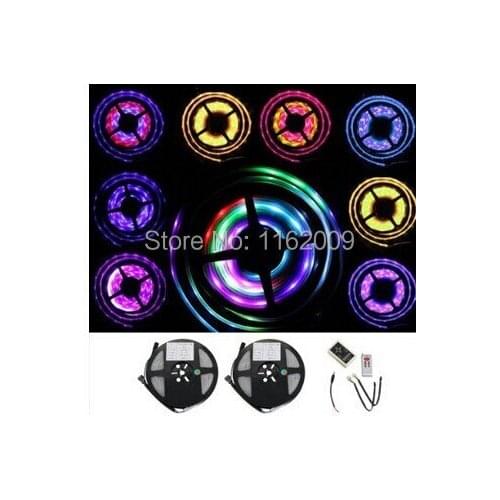 150 LED colorful 5M/roll*2roll 6803IC SMD 5050 Flexible Waterproof(IP67) led Strip light with radio frequency +12V 5A adpater