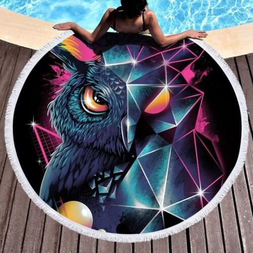 Creative owl Round beach towel Pareo beach luxury beach towel Microfiber towel Towel Towel beach Beach mat beach towel For home