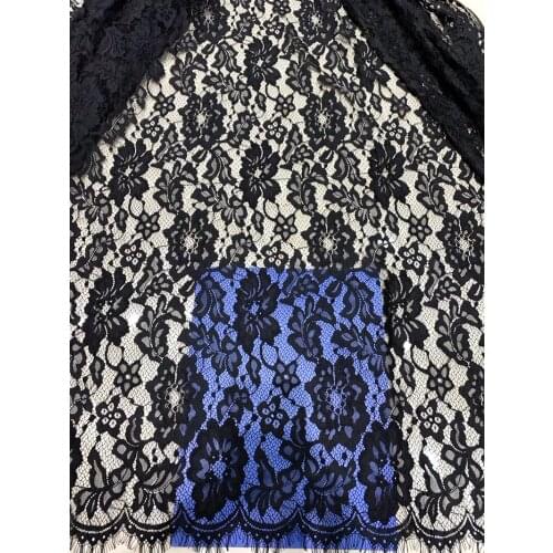 GLace 3M/Lot 1.5M wide Black Rose flower lace nylon soft eyelash lace fabric DIY clothes accessories wedding dressTX508