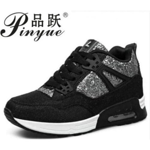 Hot! Rushed Gold Silver Free Shipping Hidden Wedge Heels Fashion Womens Elevator Shoes Casual For Women Heel Trainers 2018