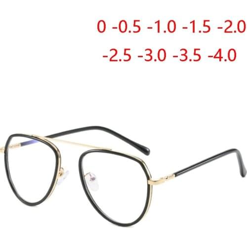 Metal Student Prescription Eyeglasses Women Retro TR90 1.56 Aspherical Lens Short-sighted Eyewear Diopter 0 -0.5 -1.0 To -4.0