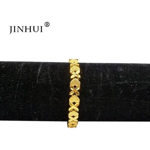 Jin Hui Fashion New African Ethiopia Gold color Bracelet Women Party Ornament Luxury wedding Gifts Friends Dubai Bangle Jewelry