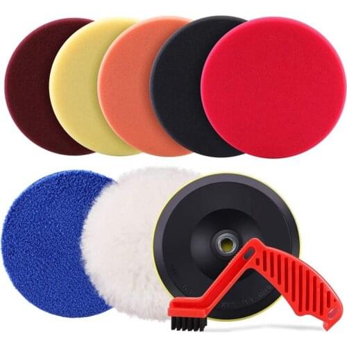 Polishing Pads Kit,Buffing Pads,Car Foam Buffing Sponge Pads with Backing Plate for Car Care Polisher Waxing Polishing