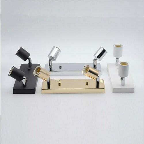 Rotatable Double heads E27 Wall Socket Ceiling Wall Mounted Lamp Socket rectangular Lamp Holder Edison Wall Sconce Lamp