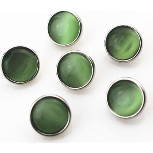 New arrive 20pcs/lot green opal cat stone snap buttons for 12mm snap jewelry ginger snap pendant/bracelet