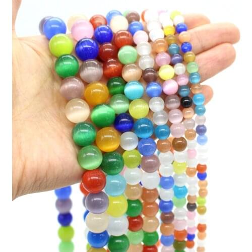 Oameusa Natural Colored Cats Eye Agates Beads Stone Beads Loose Beads For Jewelry Making Spacer Beads Accessories Diy Make