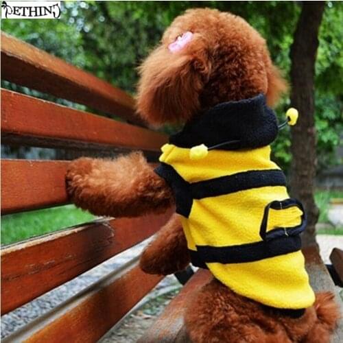 Pet cat clothes cat honeybee style cat clothes cat apparel funny dog costume bee wings fleece puppy hoody small pet clothes
