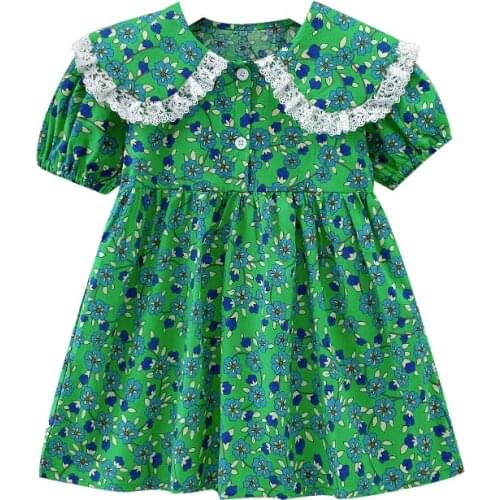 Girls short-sleeved floral princess dress 2021 new summer casual toddler clothing children 3-7 years old birthday gift