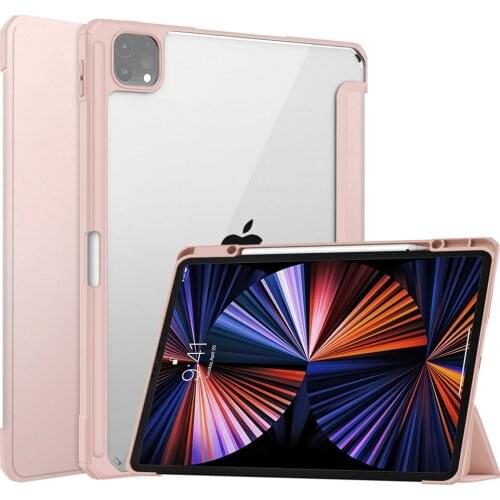 Clear Acrylic Smart Case For iPad Pro 12.9inch 2020 2021 2018 Auto Sleep Wake Up Shockproof Flip Leather Tablet Cover Skin