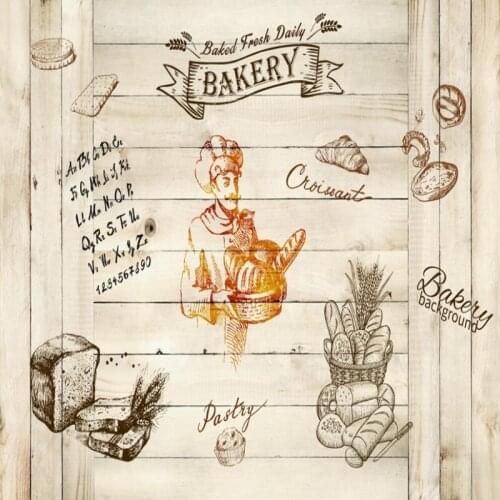 Dropship Colomac Wood Wallpaper Hand-Painted Bakery Restaurant Wall Painting Kitchen Wall Paper Mural Wallpaper Papel Parede 3d