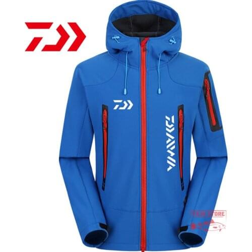Daiwa Fishing Suit Men New Autumn Winter Plus Velvet Fishing Clothing Hooded Sports Hiking Fishing Jacket Outdoor Fishing Jacket