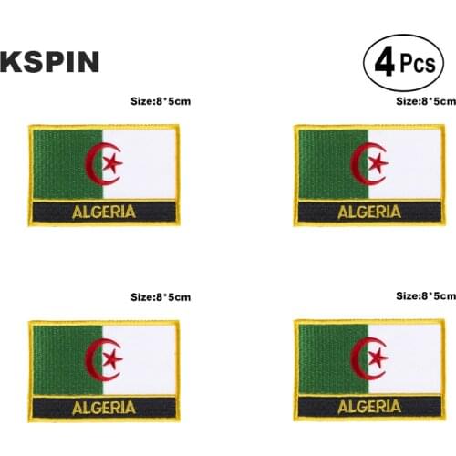 Algeria Rectangular Shape Flag Iron on Saw on Patches Embroidered Flag Patches National Flag Patches for Clothing DIY Decoration