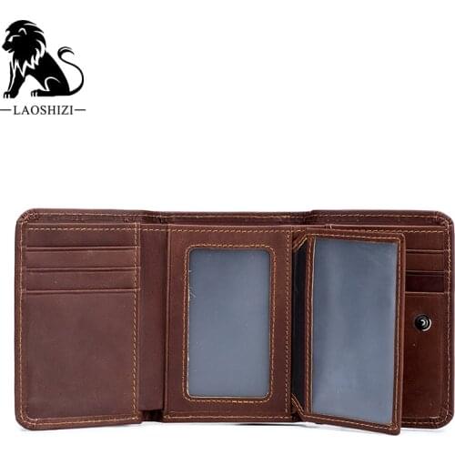 Vintage Genuine Leather man wallet Credit Card Holder for male Bifold Front coin Pocket Wallet Business cow leather RFID purse