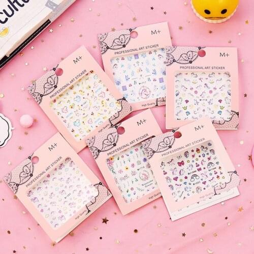 Kawaii Waterproof Heart Unicorn Nail Stickers Bullet Journal Cute Decorative Scrapbooking Handmade Sticker Japanese Stationery