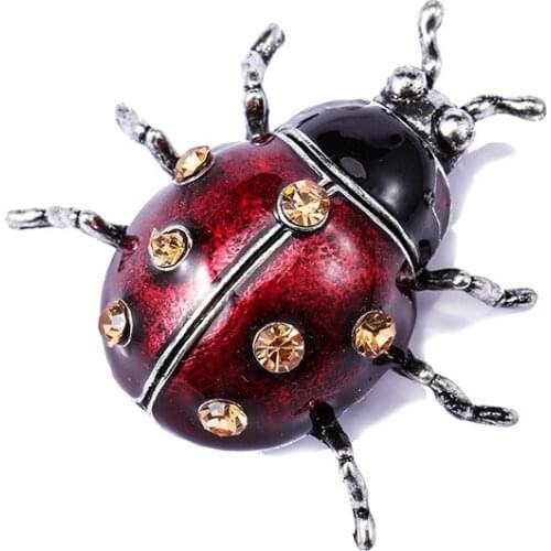 Glazed Seven Star Ladybug Brooches Suit Collar Pin Fashion Temperament Cardigan Buckle Retro Ins Delicate Male Brooch