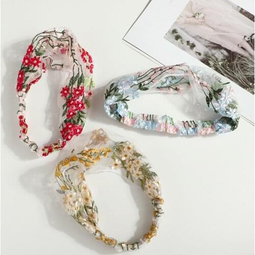 Net Yarn Beautiful All Match Stylish Women Headband Decorative Hair Band Embroidery for Lady
