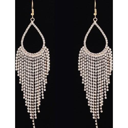 Women Fashion Claw Chain Earrings Waterdrop Elegant Tassels Eardrops Bridal Jewelry