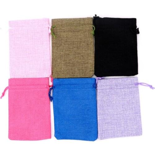 10Pcs/Lot 13x18cm Natural Color Jute Bag For Storage Wedding Gift Pouch Drawstring Burlap Bags Candy Bead Bags Custom cost extra