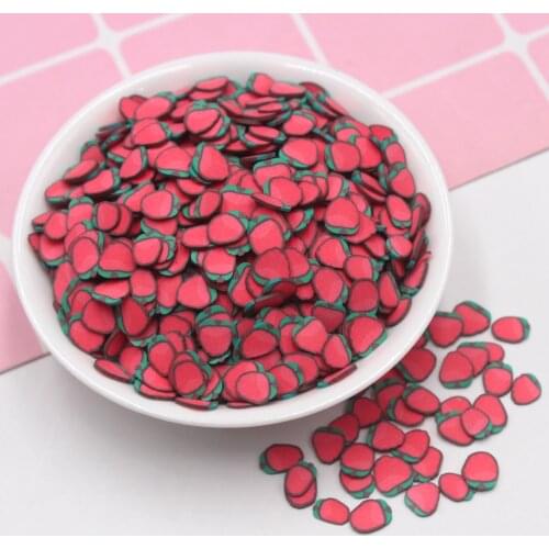 100g/Lot 5mm Red Litchi Polymer Clay Slices Fruits Sprinkles for Slime Filling Decoration Kits DIY Crafts