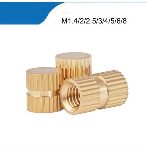 100pcs/50pcs/20pcs m1.4 M2 M2.5 M3 M4 M5 M6 M8 Braas insert nut Injection Molding Brass Knurled Thread Inserts Nuts