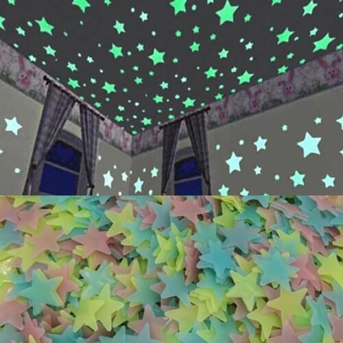 2021 50pcs 3D Stars Glow In The Dark Wall Stickers Energy Storage Stars For Kids Baby Room Bedroom Ceiling Home Decor