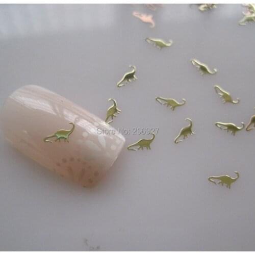 MS274-2 100pcs Gold Cute Dinosaur Metal Sticker Nail Art Metal Sticker Nail Art Decoration Non-adhesive Sticker