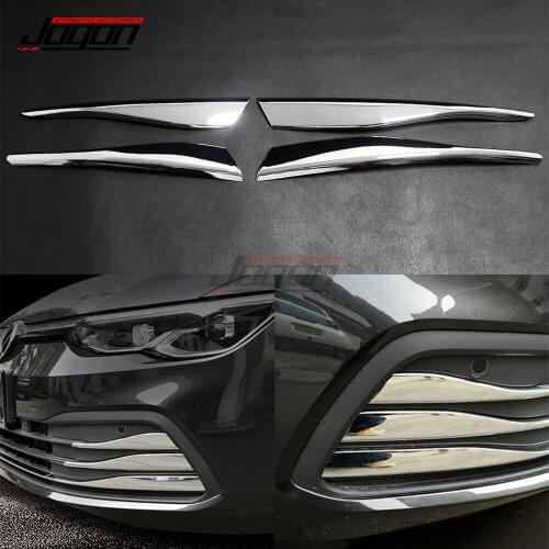 4pcs Silver For Volkswagen VW Golf 8 MK8 2020+ Not For R GTI Car Front Fog Light Airvent Outlet Splitter Bumper Trim Accessories