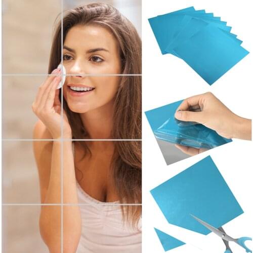 6/9/16PCS 15*15cm Mirror Wall Square Self-adhesive Acrylic Mirror Stickers for Bedroom Bathroom Home Decor Mural Stickers