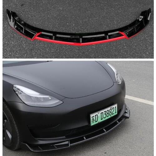 ABS CARBON PAINT FRONT BUMPER SPOILER LIP SPLITTERS WIND KNFE COVER For Tesla MODEL 3 2017 2018 2019 2020 2021