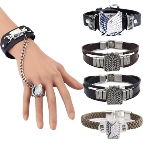 Anime Attack On Titan Cosplay Charm Bracelet Ring Wings of Liberty Survey Corps Fashion Neat Jewelry Accessories Fans Gift