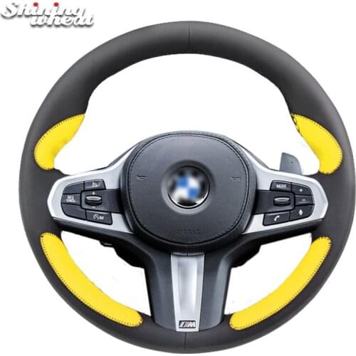 Shining wheat Leather Car Steering Wheel Cover for BMW G30 525i 530i 530d M550i M550d 2017 2018 G32 630i 640i M