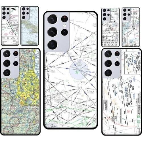 Aviation Chart AccessoriesAirport Phone Case For Samsung Galaxy S8 S9 S10 Plus S20 FE Note 10 Plus Note 20 Ultra S21 Coque