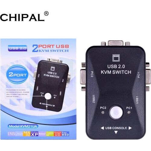 CHIPAL High Quality 2 Port USB 2.0 KVM Switch Switcher 1920*1440 VGA SVGA Switch Splitter Box for Keyboard Mouse Monitor Adapter