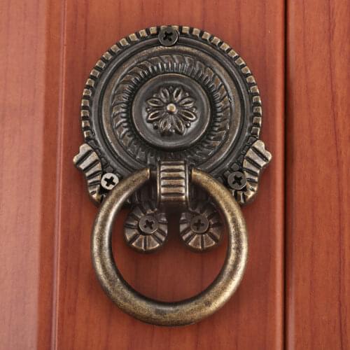 DRELD Antique Single Hole Ring Pull Bronze Alloy Cabinet Door Furniture Knobs Hardware Cupboard Kitchen Drawer Handles 65*50mm
