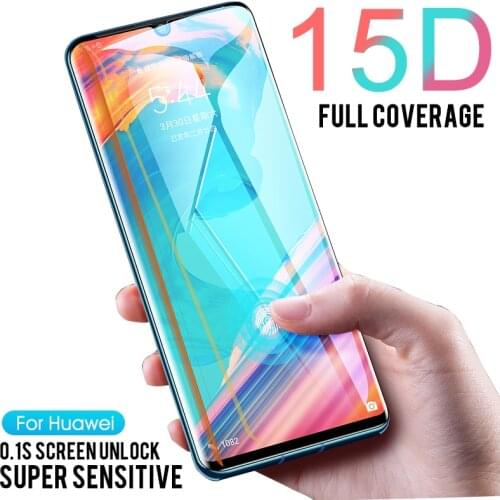 15D Full Curved Protective Glass on For Huawei P30 Pro P30 Lite Tempered Glass for Huawei P20 Lite Pro Nova 3E Screen Protector