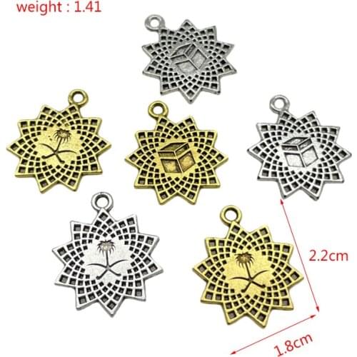 JunKang alloy two-color Arabian Saudi logo pendant DIY 33 rosary tassel necklace jewelry connector wholesale accessories