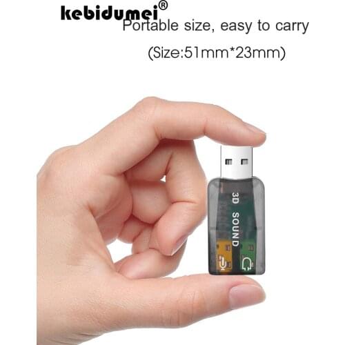 Kebidumei Hot Sale USB Sound Card USB Audio 5.1 External Adapter Mic Speaker Audio Interface For Laptop PC Micro Data