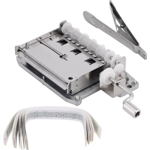 30 Note Tape Hand Crank Mechanical Musical Box Movement + Hole Puncher+ 20 Blank Strip Tapes for DIY Hand Cranked Music Box