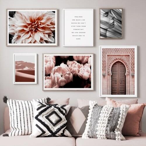 Morocco Door Flower Plant Desert Quotes Nordic Posters And Prints Wall Art Canvas Painting Wall Pictures For Living Room Decor